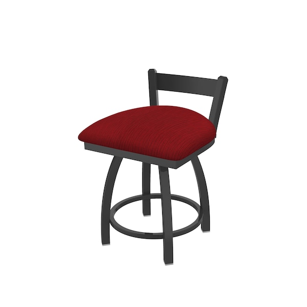 18" Low Back Swivel Vanity Stool, Pewter Finish, Graph Ruby Seat